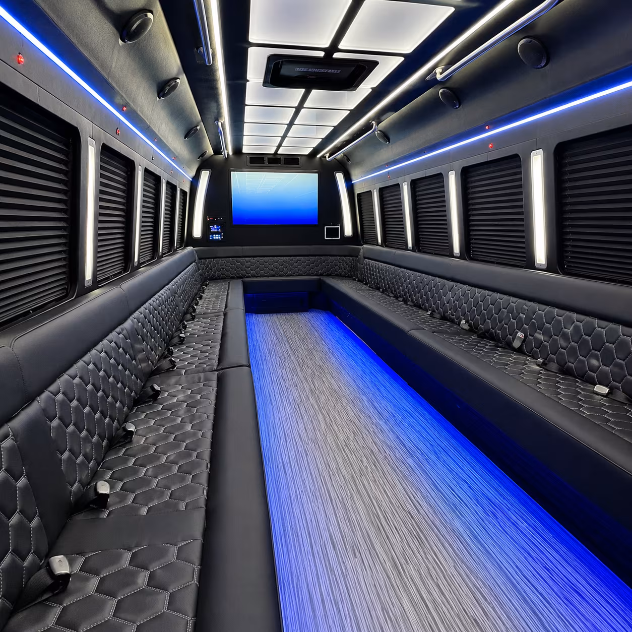 desoto 50 passenger party bus inside